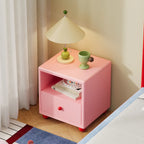 Nordic Iron Smart Nightstand Drawers Open Shelf Storage-Durable Multifunction Design for Apartment-Friendly Bedroom Small Spaces