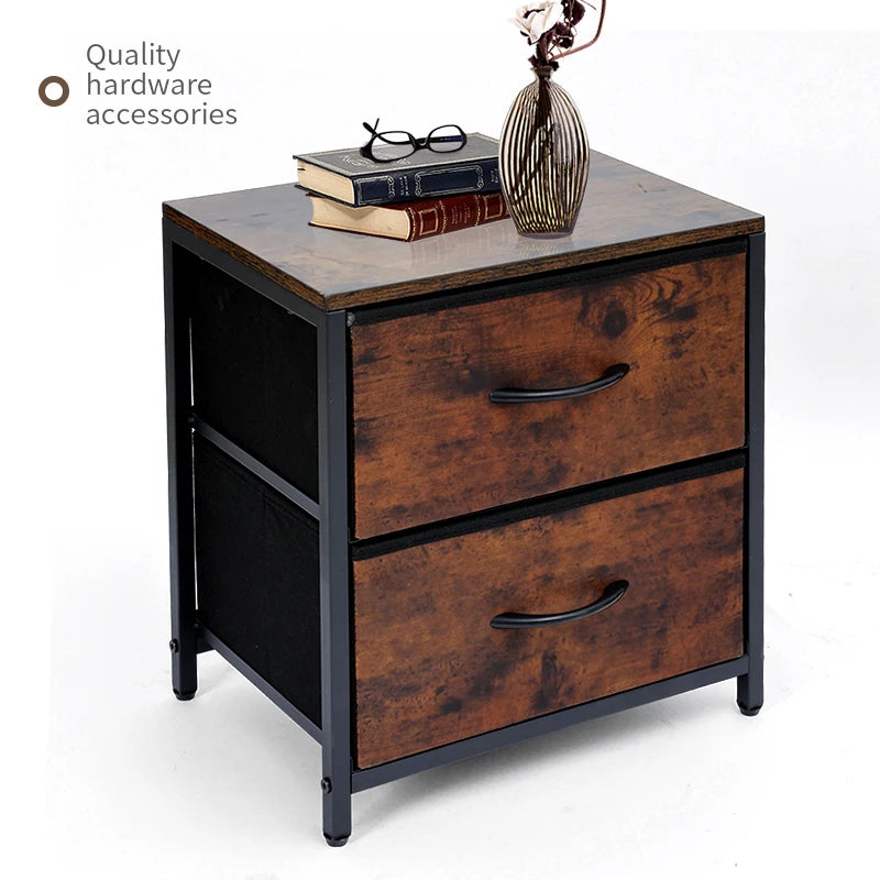 Hot Selling Modern Bedside Table with Country Brown Wood Grain Print 2 Drawers for Dining Home Use for Bedroom and Living Room