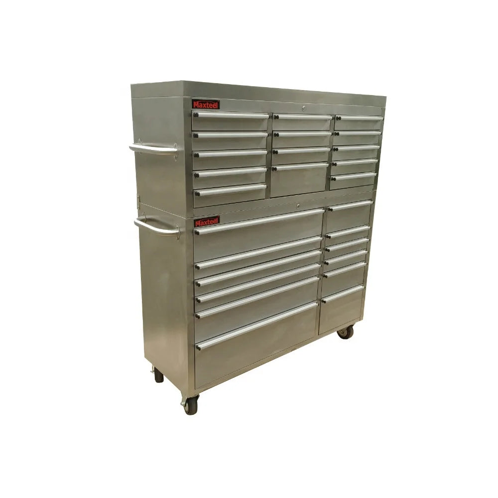 OEM ODM SS Tool Cabinet 54 Series Stainless Steel Tool Box Drawer Chest with Heavy Duty Casters for Workshop Garage