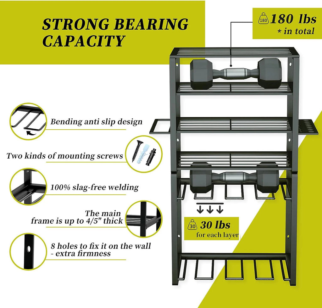 Multifunctional Black Carbon Steel Power Tool Organizer Drill Holder with Five-Tier Wall Mount Rectangle Garage Use Utility Rack