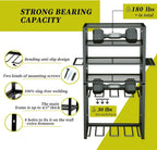 Multifunctional Black Carbon Steel Power Tool Organizer Drill Holder with Five-Tier Wall Mount Rectangle Garage Use Utility Rack