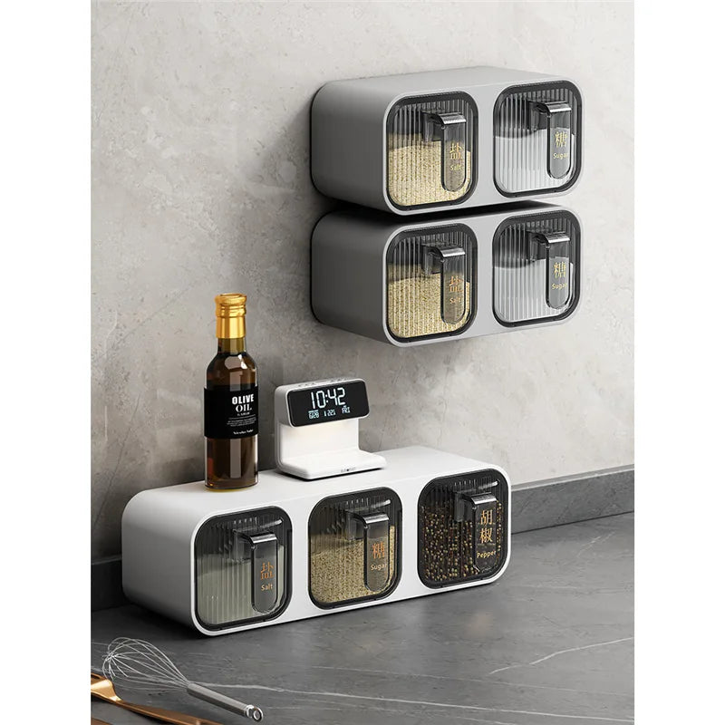 Chaozhou Wall Mounted Spice Jar Stackable Flip Top Airtight Kitchen Storage M Size Freshness Preservation