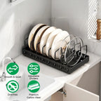 Pan Organizer Pull-Out Damping Rail Adjustable Carbon Steel Tool-Free Installation Kitchen Cabinet Storage White Black