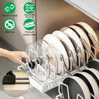Pan Organizer Pull-Out Damping Rail Adjustable Carbon Steel Tool-Free Installation Kitchen Cabinet Storage White Black